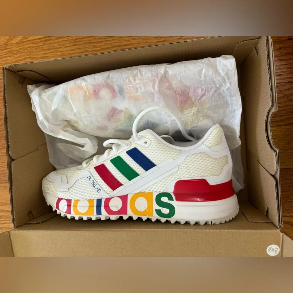 Adidas Originals ZX 750 Sneakers Kids 4 (Women’s 6) White Shoes Athleisure New - Picture 3 of 6